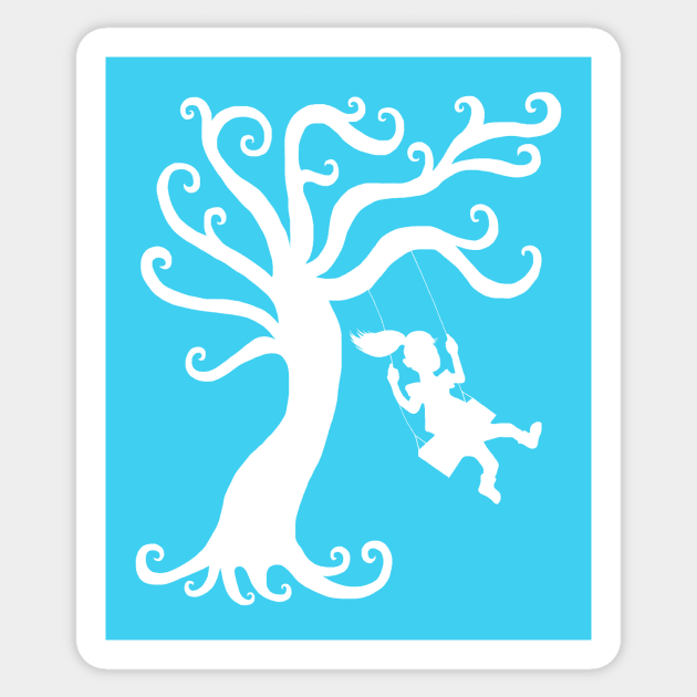 Carefree Spring Tree Silhouette Sticker by Art by Deborah Camp